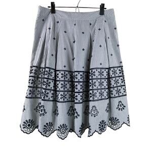 SOLD.  Talbots Striped Floral Eyelet Skirt Size 12 Gray Black